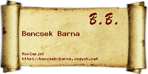 Bencsek Barna névjegykártya